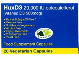 HuxD3 Vitamin D HuxD3  Vitamin D 20000iu 30 Vegetarian Caps